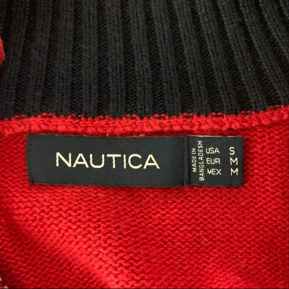 Nautica Quarter Zip Sweater Red men's size Small - Picture 8 of 9